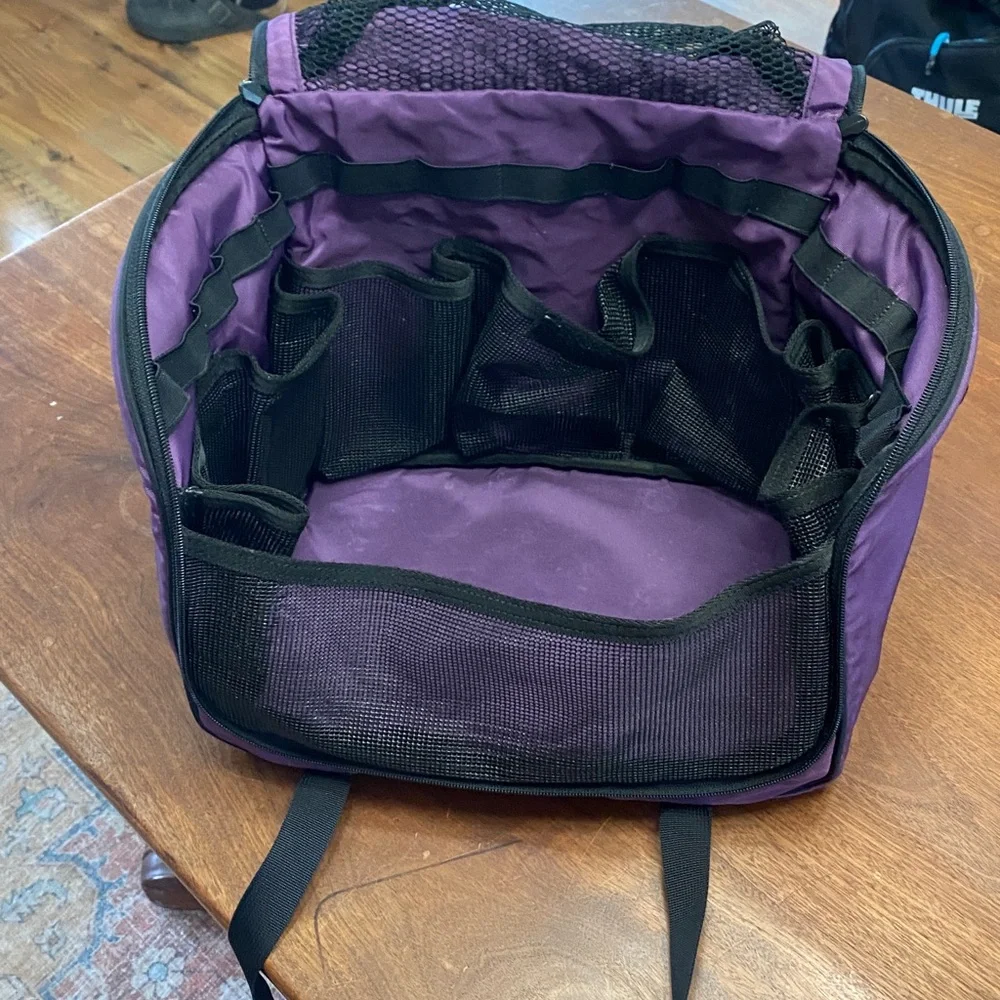 Purple Nylon Travel Duffel with Black Straps